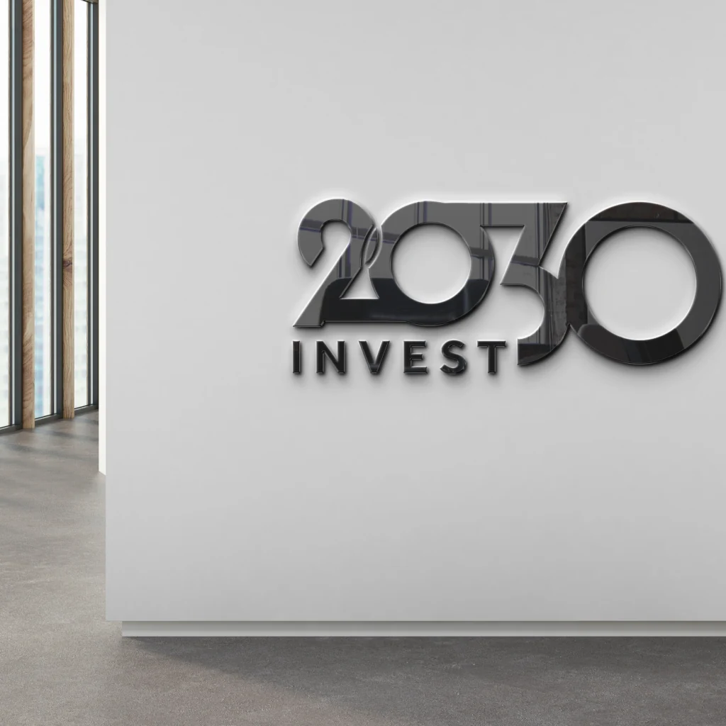 Blendbyte: Invest2030 Mockup de um Letreiro