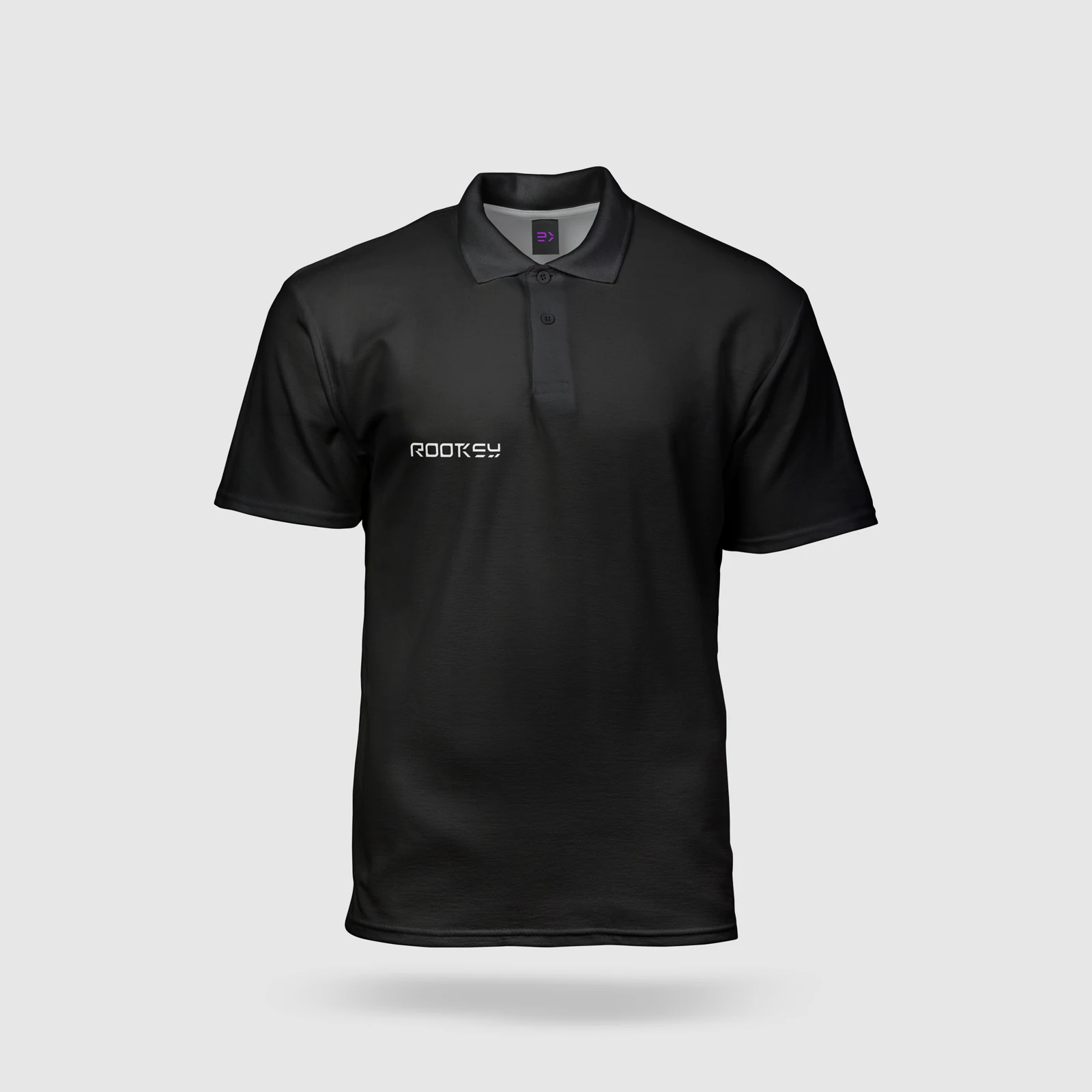 Logótipo ROOTKey aplicado num polo preto