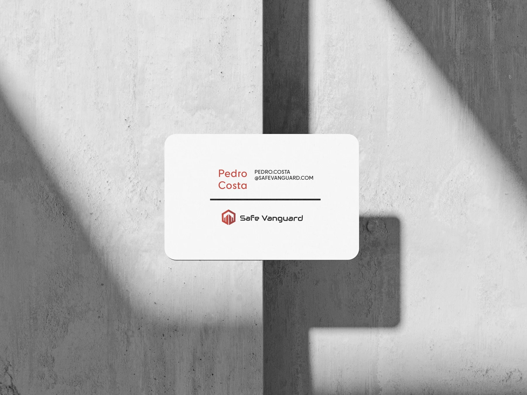 Identidade Safe Vanguard aplicada num cartão de visita